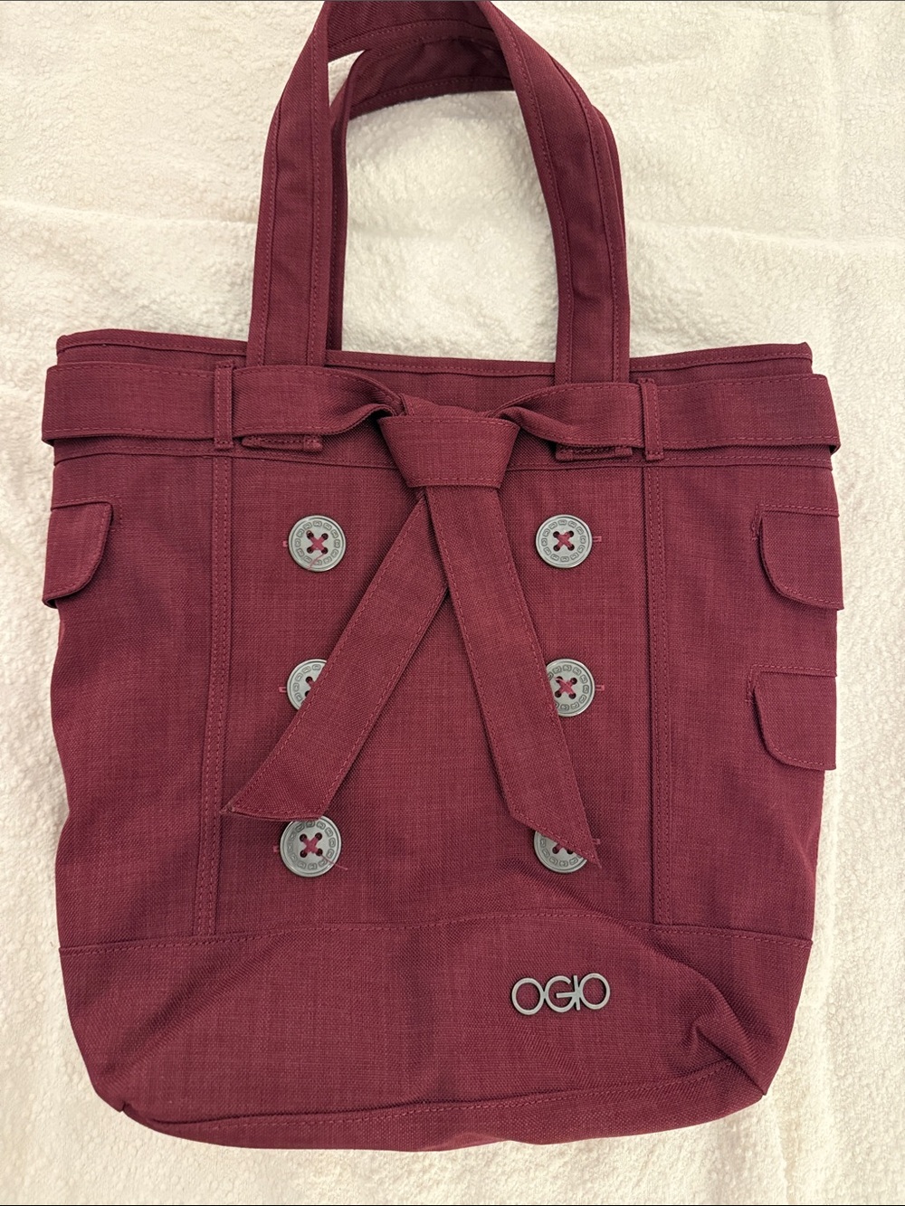 OGIO Women's Maroon Canvas Tote with Button Accents